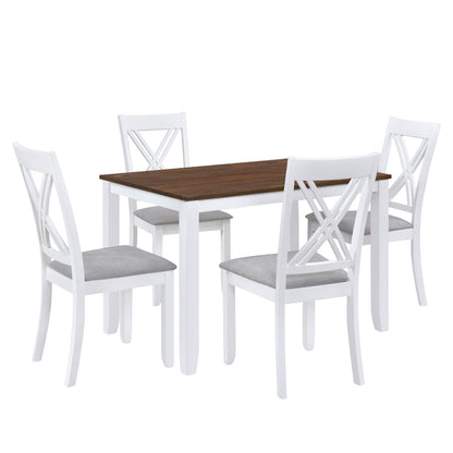 Rustic 5-Piece Dining Set with X-Back Chairs