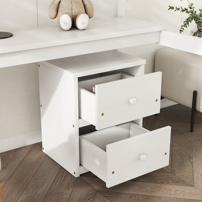 White Twin Loft Bed with Storage & Ladder