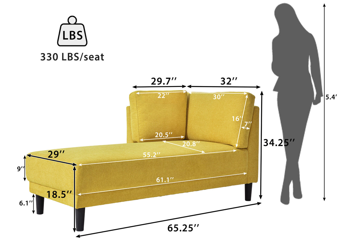 Mid-Century Fabric Chaise Lounge Beige
