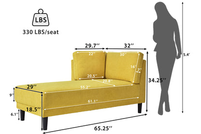 Mid-Century Fabric Chaise Lounge Beige