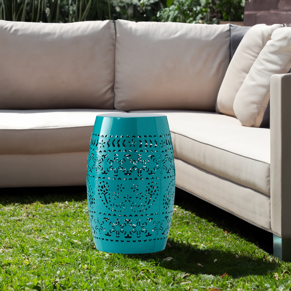 Ruby Accent Side Table – Teak Finish