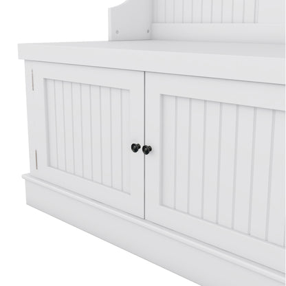White Hall Tree Bench with Coat Hooks