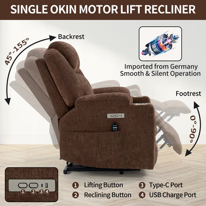 Chenille Power Recliner Chair 350LB Capacity
