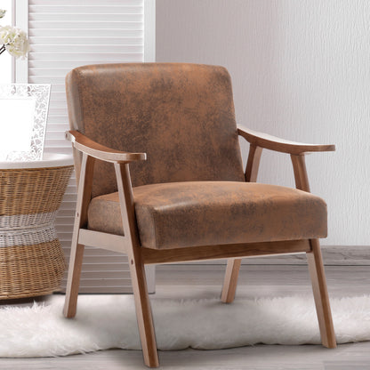 Medieval Wood Accent Chair with Thick Backrest