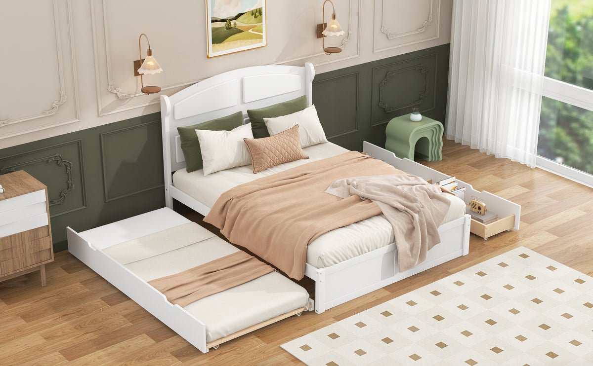 Wood Queen Platform Bed White