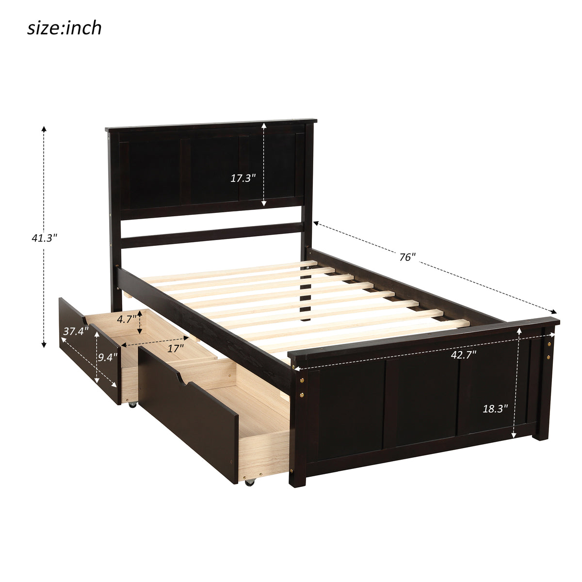 Twin Storage Bed Espresso