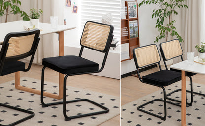 Set of 2 Velvet Dining Chairs Black and Gold Legs