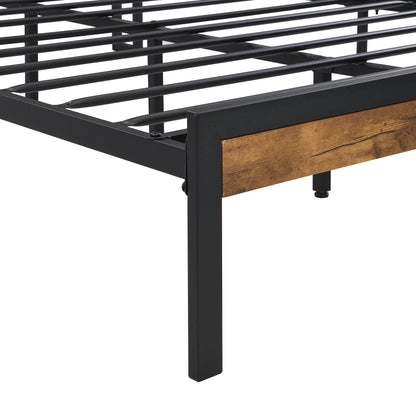 Metal Platform Bed with USB Liner Beige