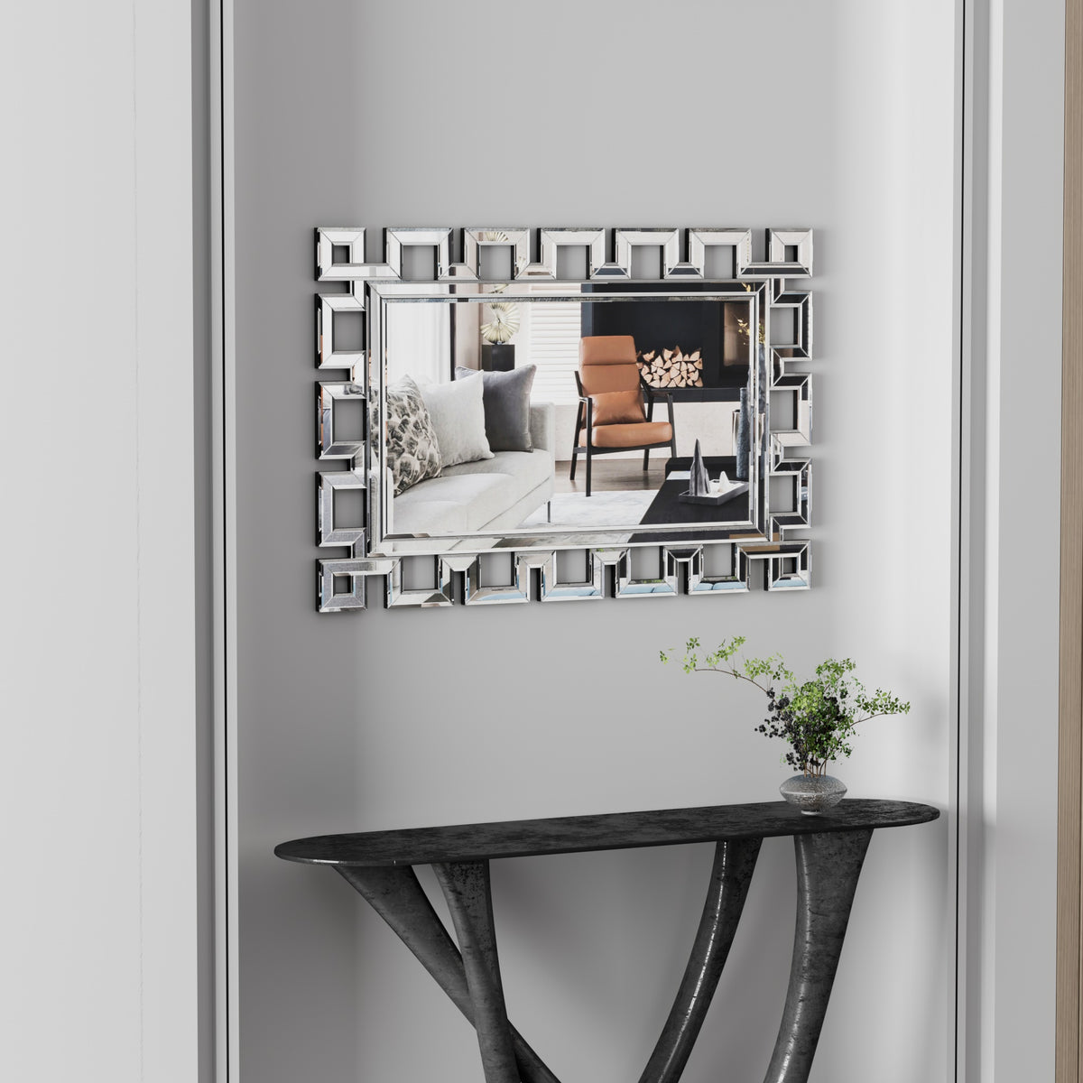 Large Rectangular Silver Wall Mirror
