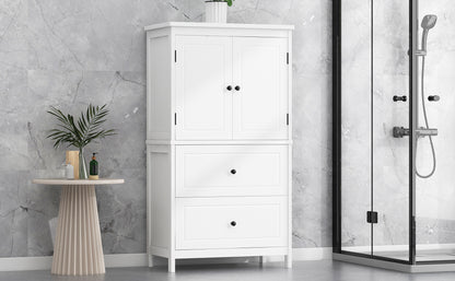 White Bathroom Storage Cabinet with Drawers