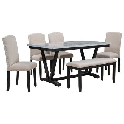 6-Piece Modern Dining Set – White Finish