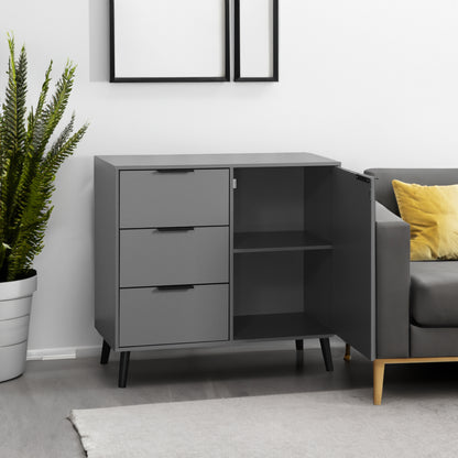 Gray Storage Cabinet with Drawers and Adjustable Shelves