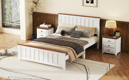 Full Wood Platform Bed with Slat Support White