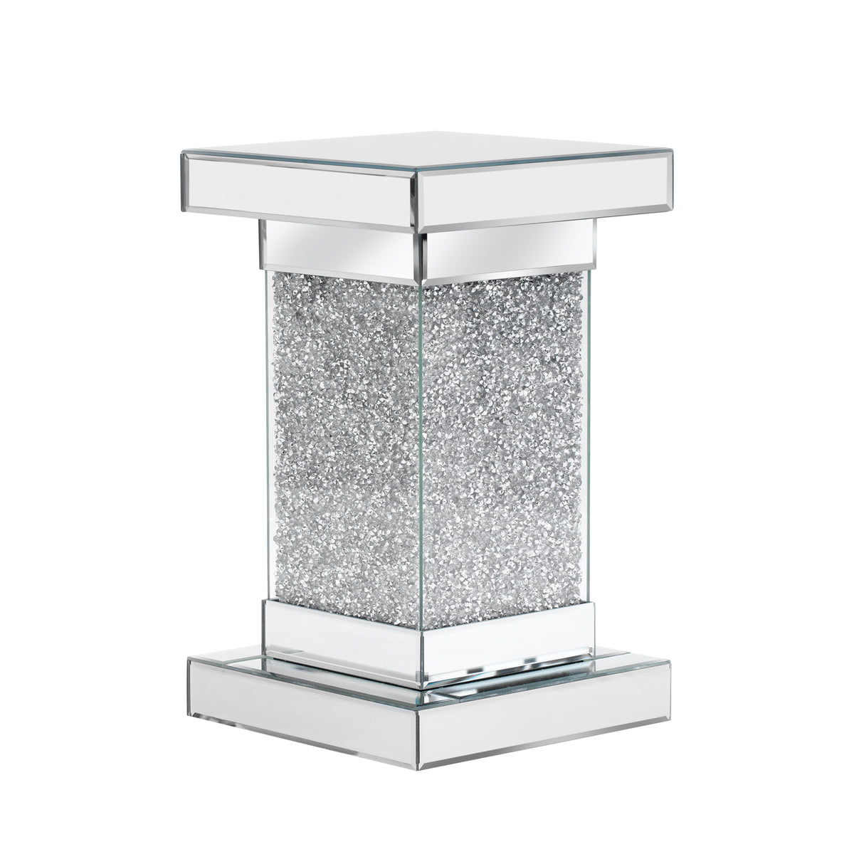 Silver Mirrored Coffee Table – LED Diamond Edge