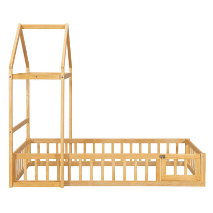 Twin Children’s Bed with Rack Natural