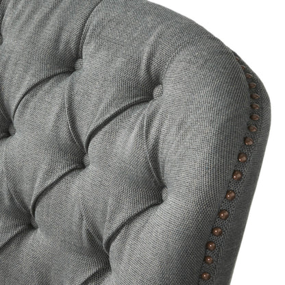 Modern Grey Fabric Club Chair with Ottoman – Upholstered Lounge Set