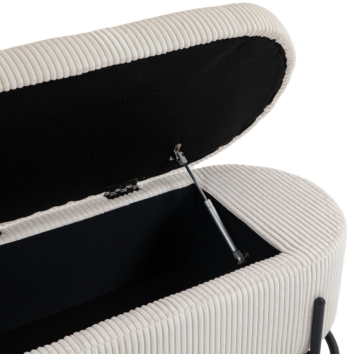 Storage Ottoman Stool – Beige Fabric