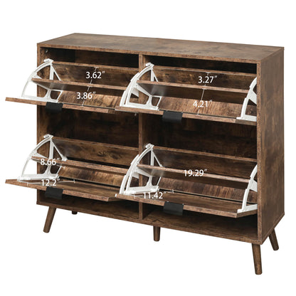 4-Door Freestanding Shoe Cabinet with Storage Shelves