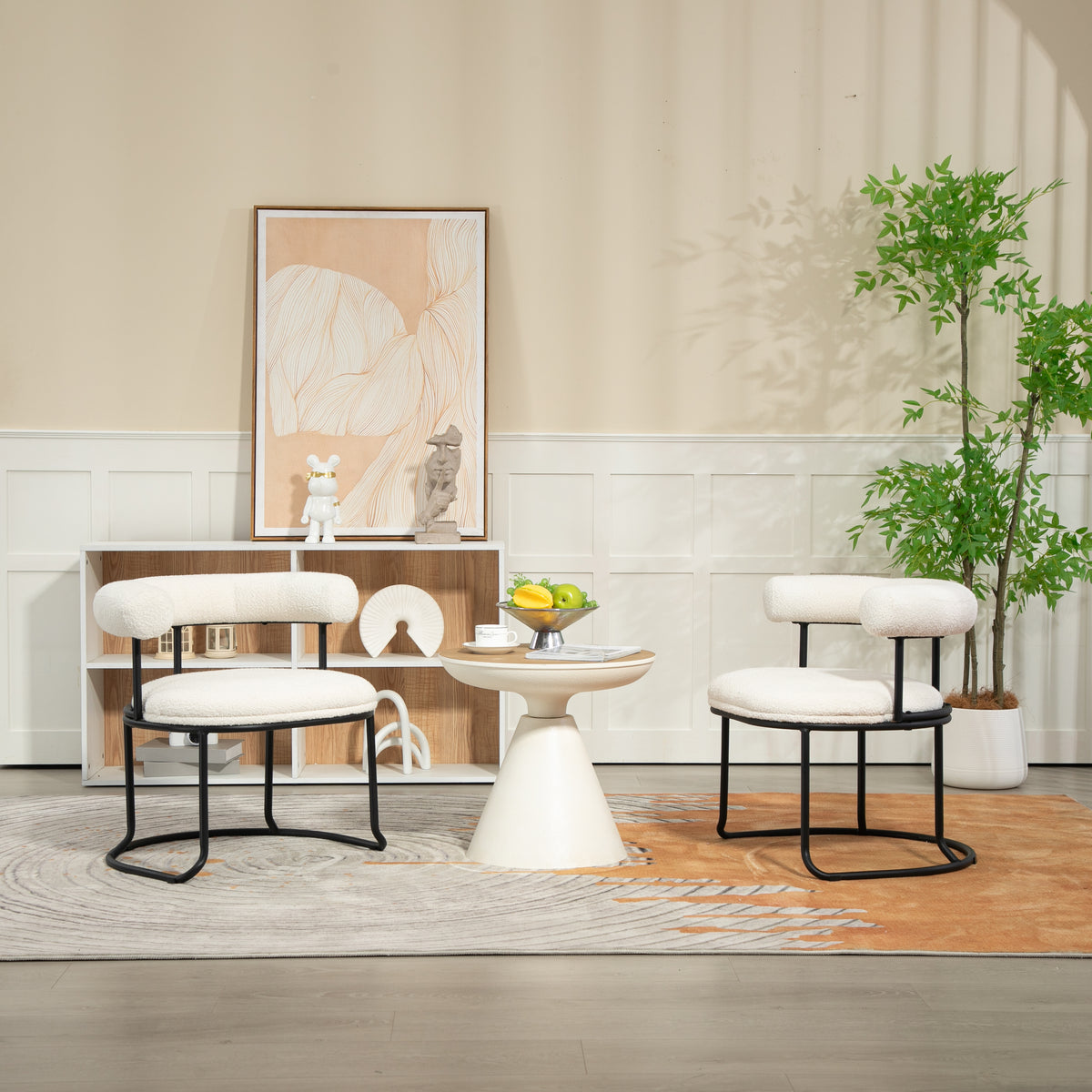 Boucle Dining Chairs Set of 2 Beige