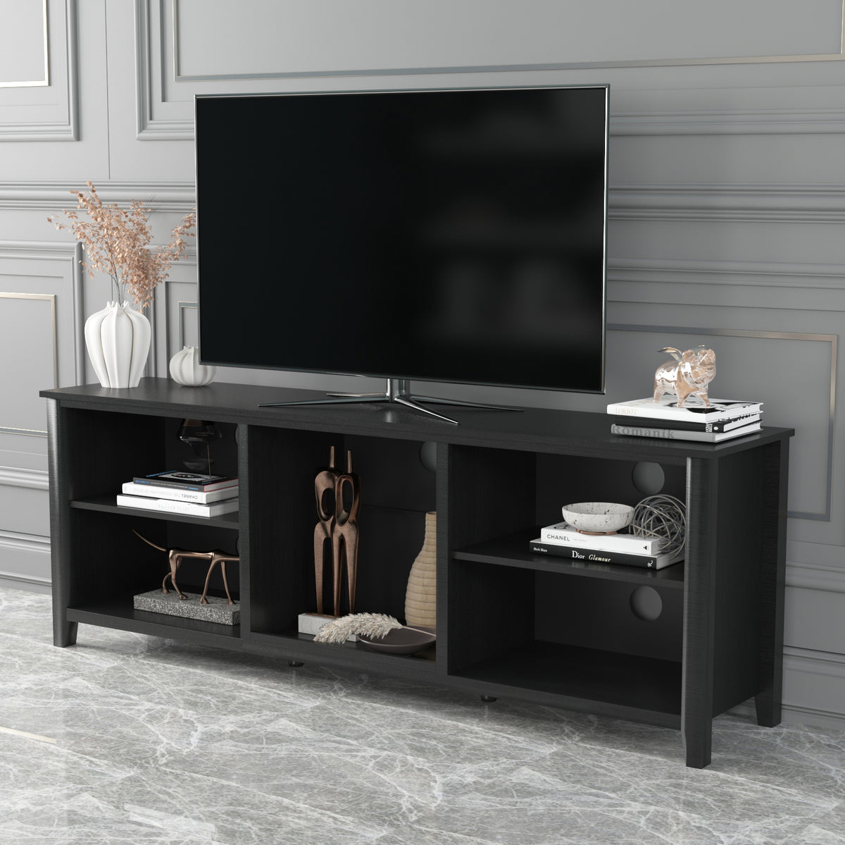 Modern Media Console TV Stand Black