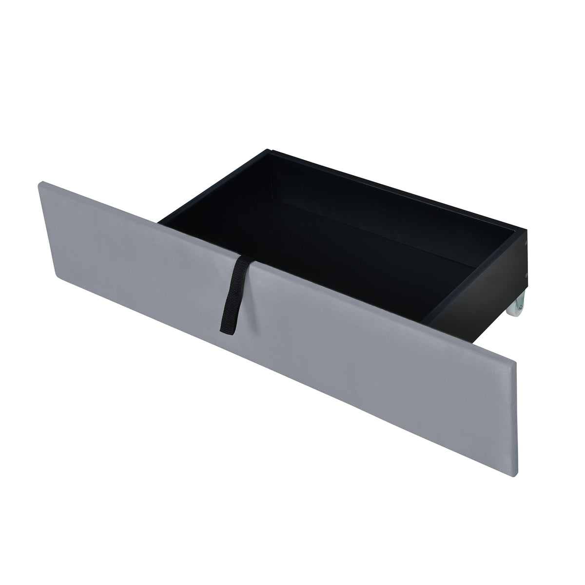 Velvet Upholstered Queen Platform Bed with Trundle Gray
