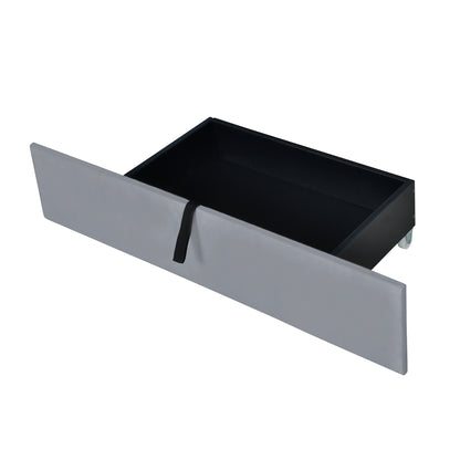 Velvet Upholstered Queen Platform Bed with Trundle Gray