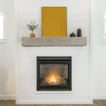 60-Inch Rustic Wood Floating Fireplace Mantel Gray