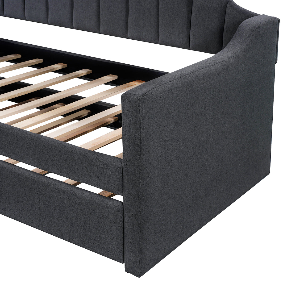 Twin Upholstered Daybed with Trundle – Black