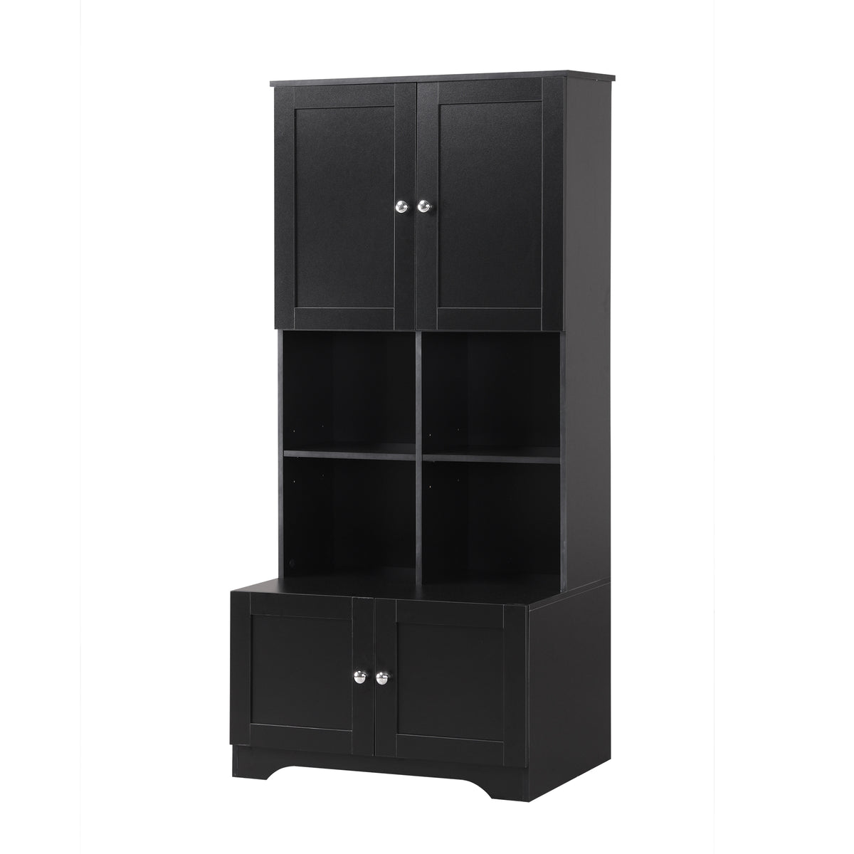 4-Door Bathroom Storage Cabinet Black Finish