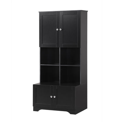 4-Door Bathroom Storage Cabinet Black Finish