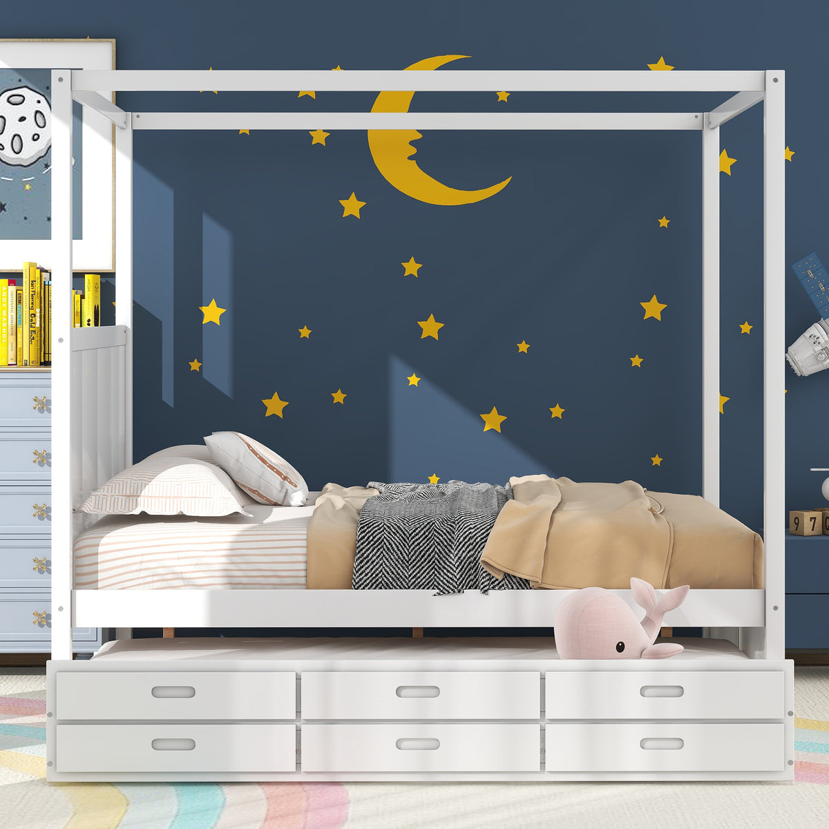 Queen Canopy Bed White