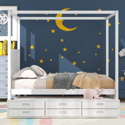 Queen Canopy Bed White