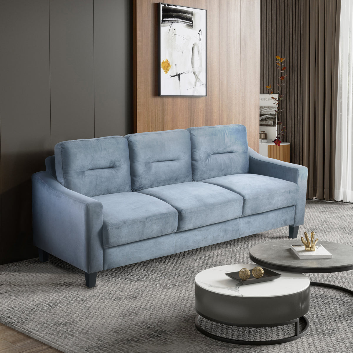 Gray Chenille Sectional Sofa