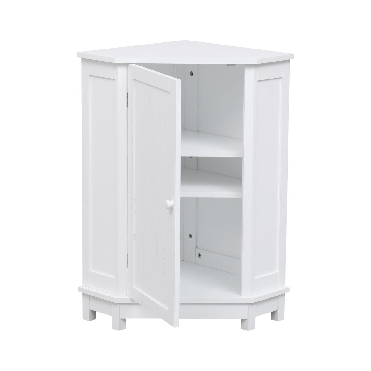 White Corner Bathroom Storage Cabinet Adjustable Shelves