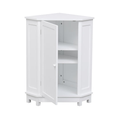 White Corner Bathroom Storage Cabinet Adjustable Shelves