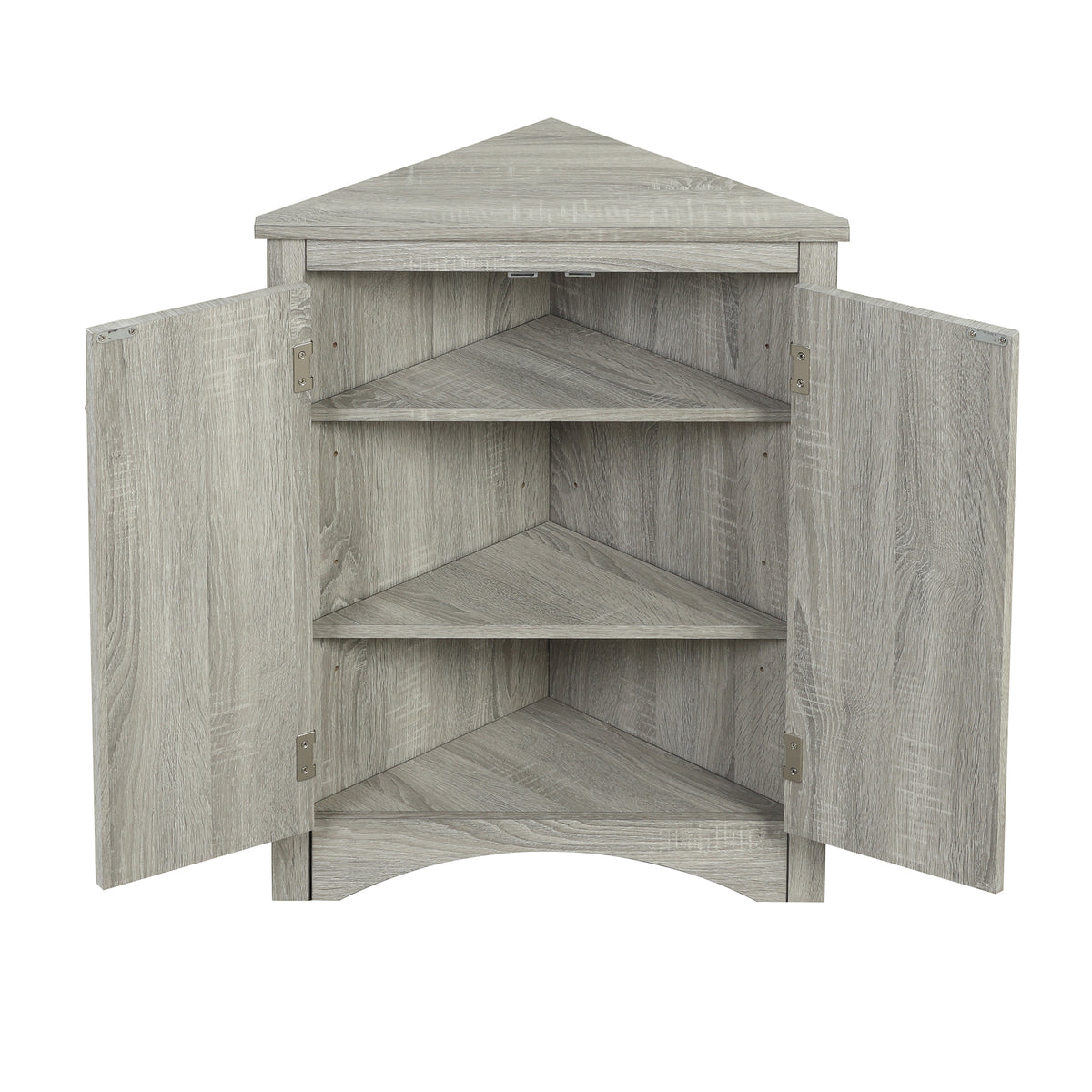 Oak Corner Bathroom Cabinet with Shelves