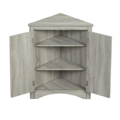 Oak Corner Bathroom Cabinet with Shelves