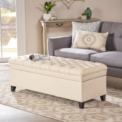Juliana Velvet Storage Ottoman Beige