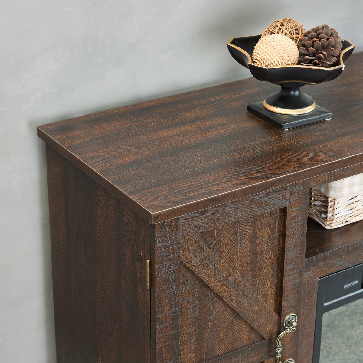 Wood Media Console TV Stand Brown