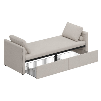 Linen Reclining Chaise Lounge – Beige