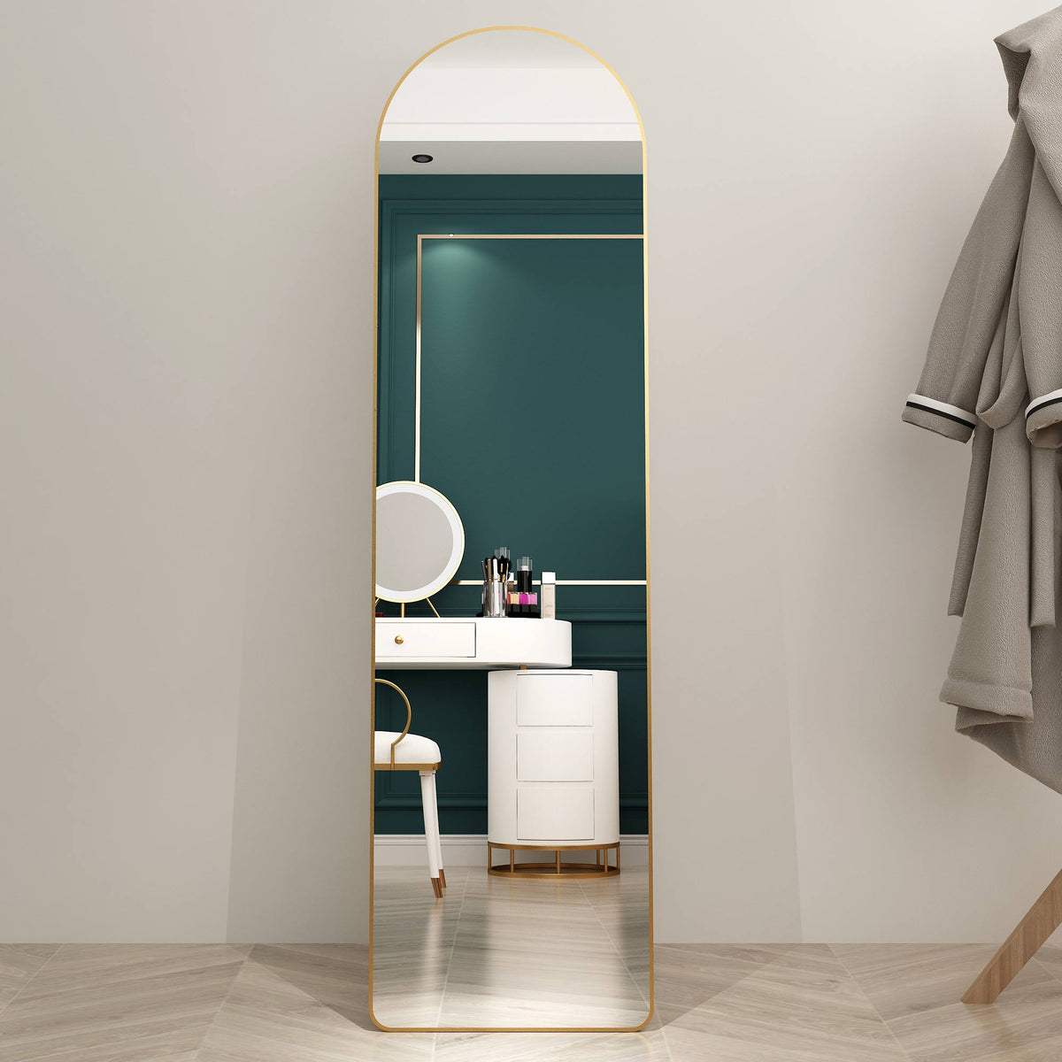 Full-Length Aluminum Alloy Wall Mirror Arched Frame