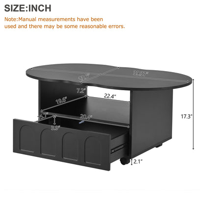 Cream Coffee Table with Storage Drawers – Black
