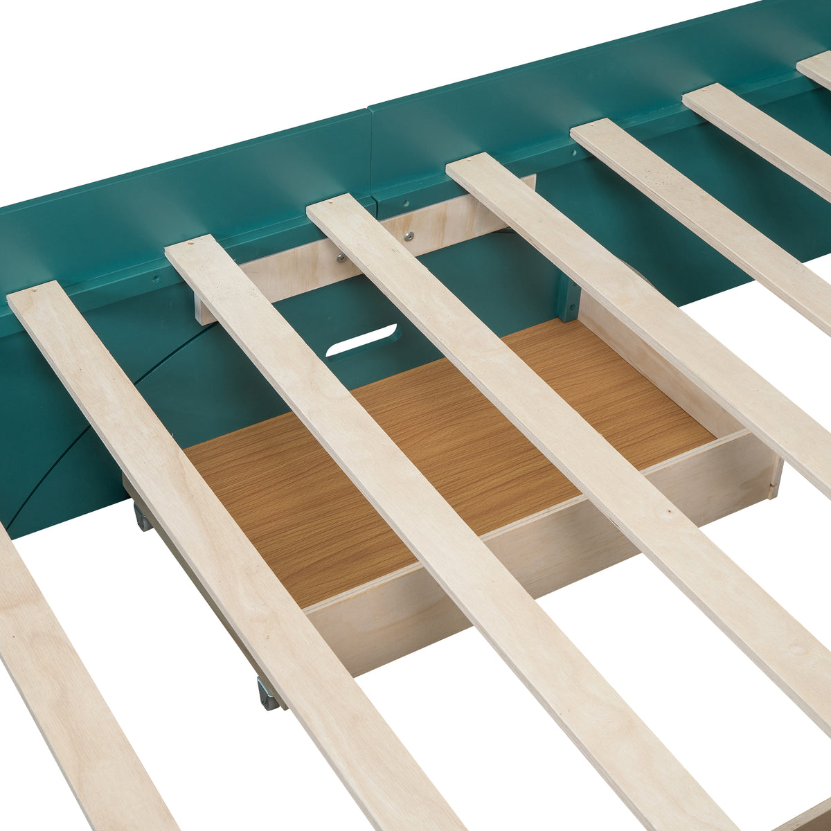 Full Platform Bed with Headboard Dark Green