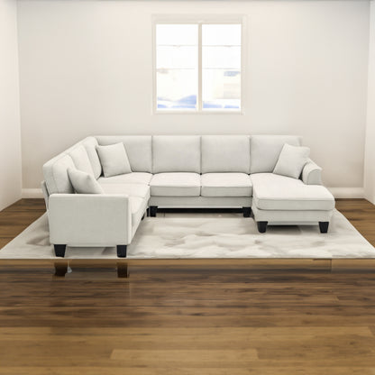 Modern Fabric Sectional Sofa – 7-Seater