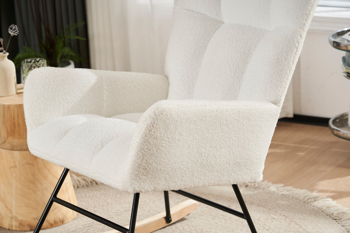 Teddy Fabric Rocking Nursery Chair – White