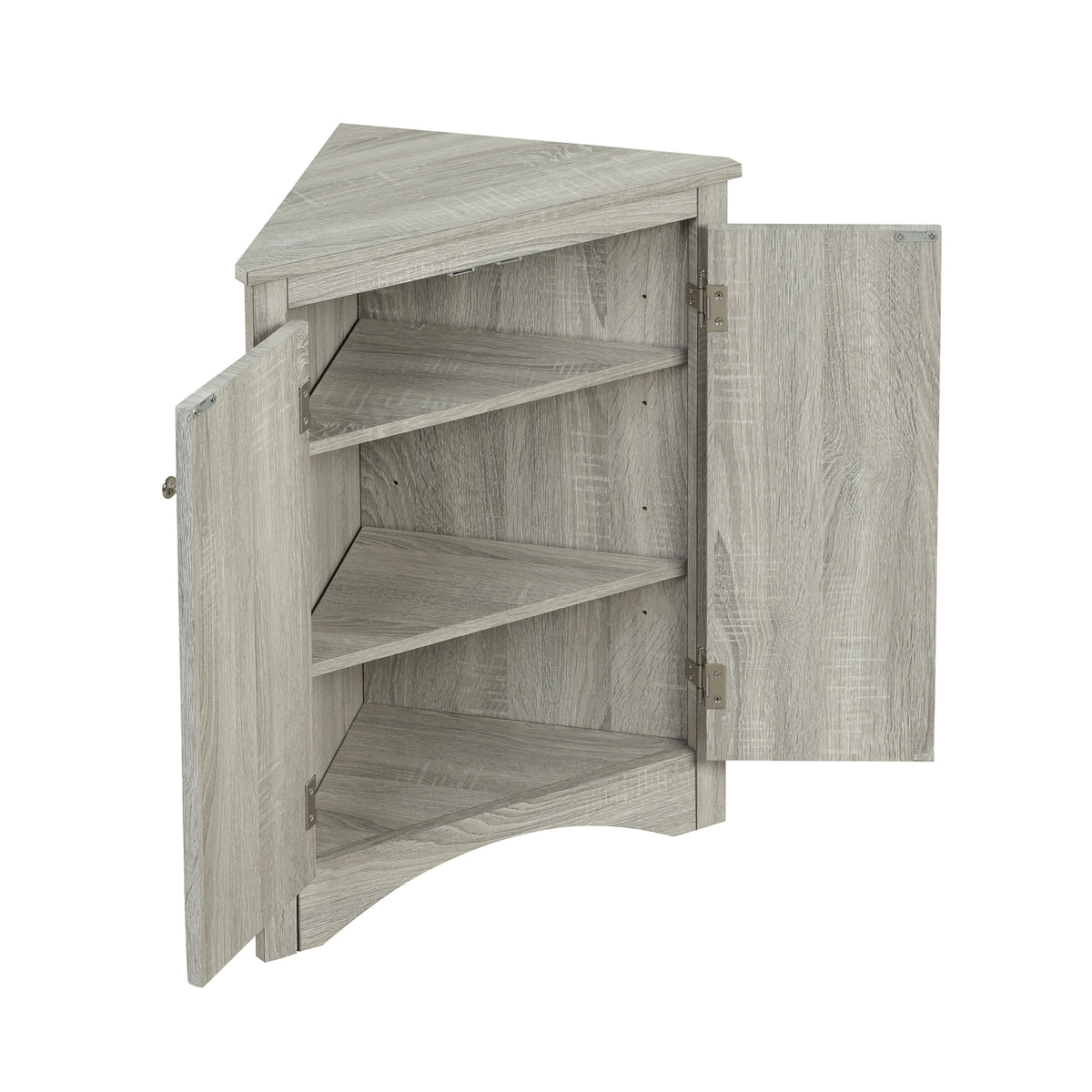 Oak Corner Bathroom Cabinet with Shelves