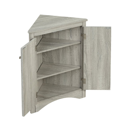 Oak Corner Bathroom Cabinet with Shelves