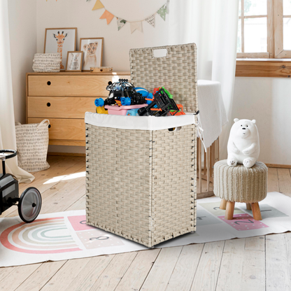 Light Grey Laundry Hamper with Lid and Wheels