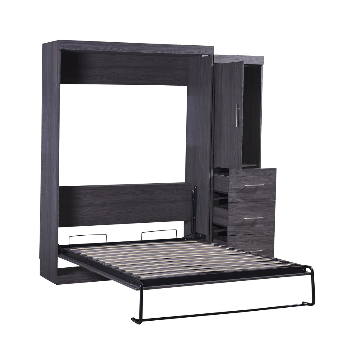 Full Murphy Bed with Wardrobe Gray
