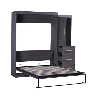 Full Murphy Bed with Wardrobe Gray